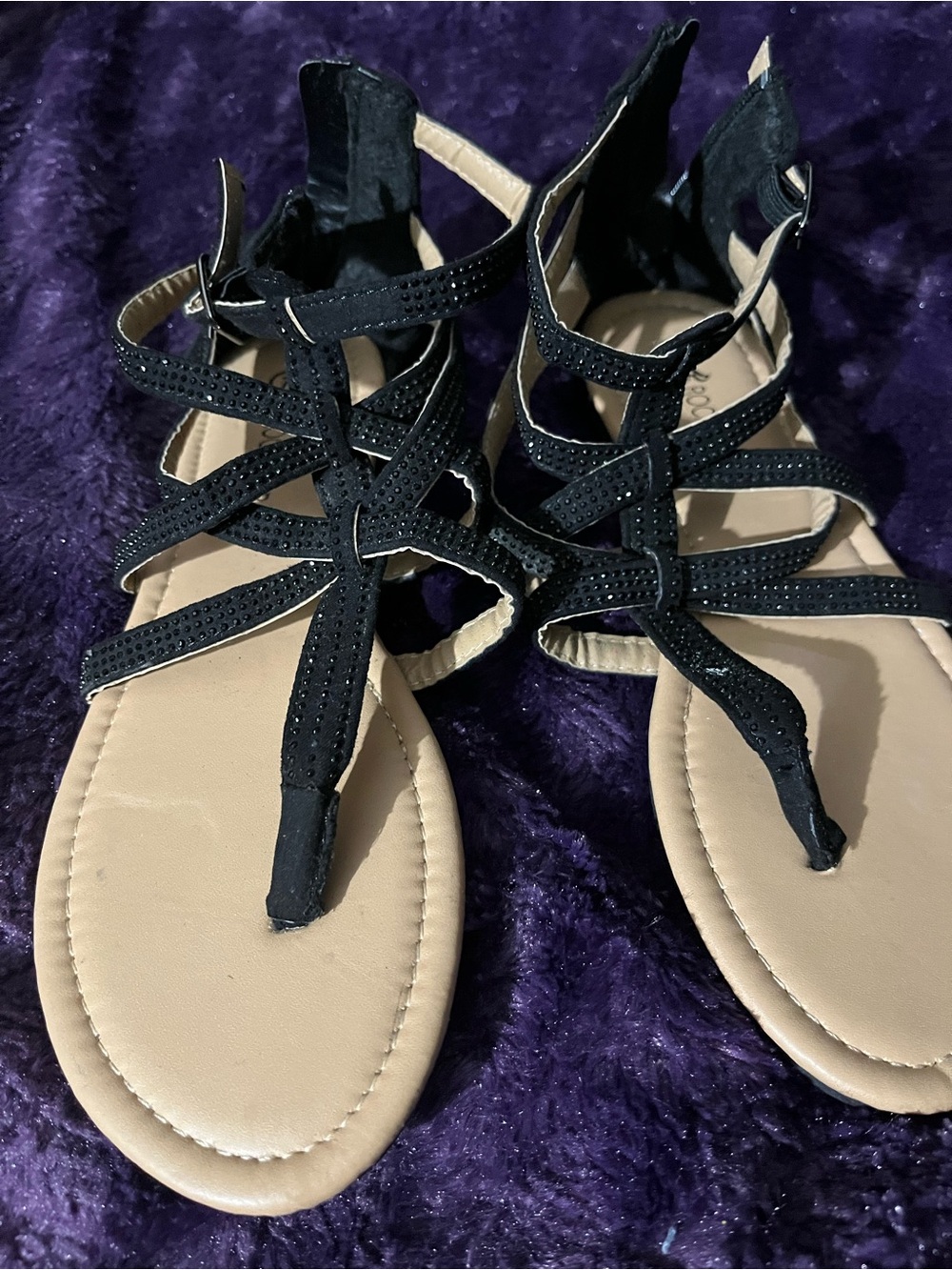 Rocawear Black Strappy Gladiator Flats